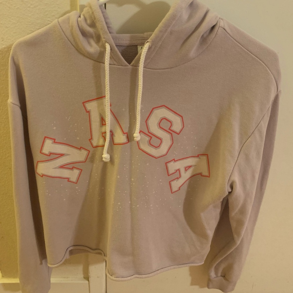 Nasa Cropped Pullover Sweatshirt